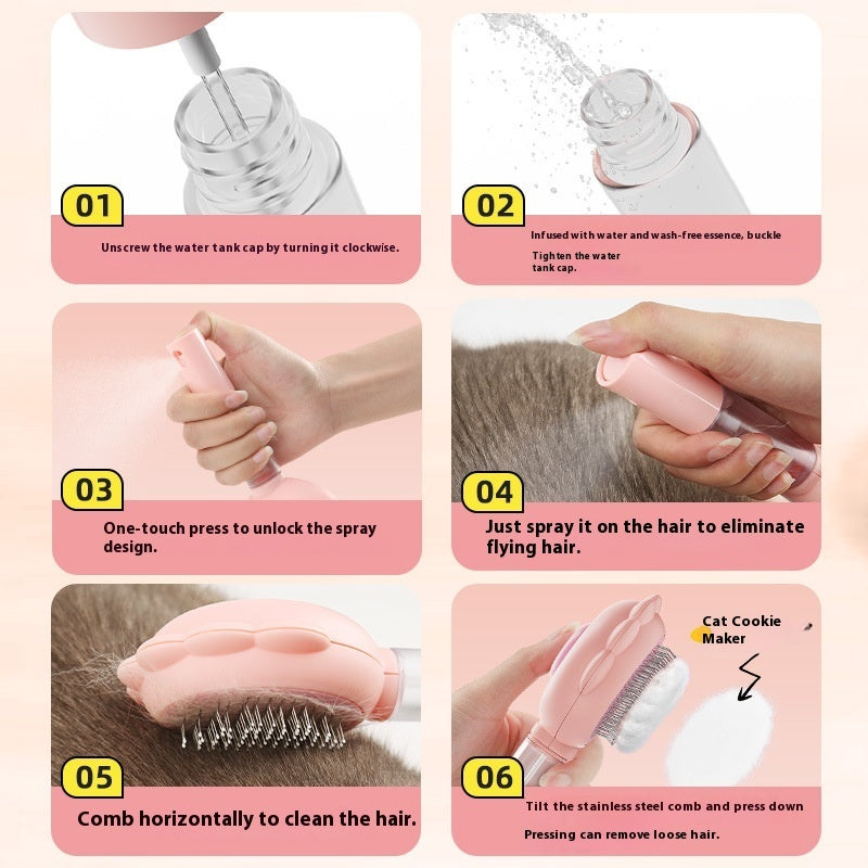 2 in 1 Self Cleaning Dog Brush Pet Grooming Comb With Spray
