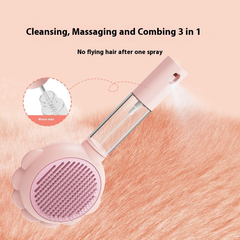 2 in 1 Self Cleaning Dog Brush Pet Grooming Comb With Spray