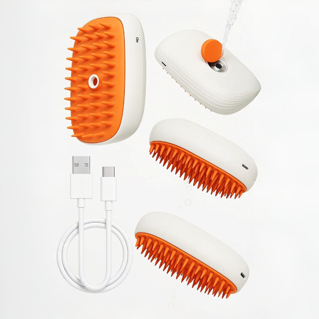 USB Rechargeable Pets Steam Brush Quiet Grooming Comb