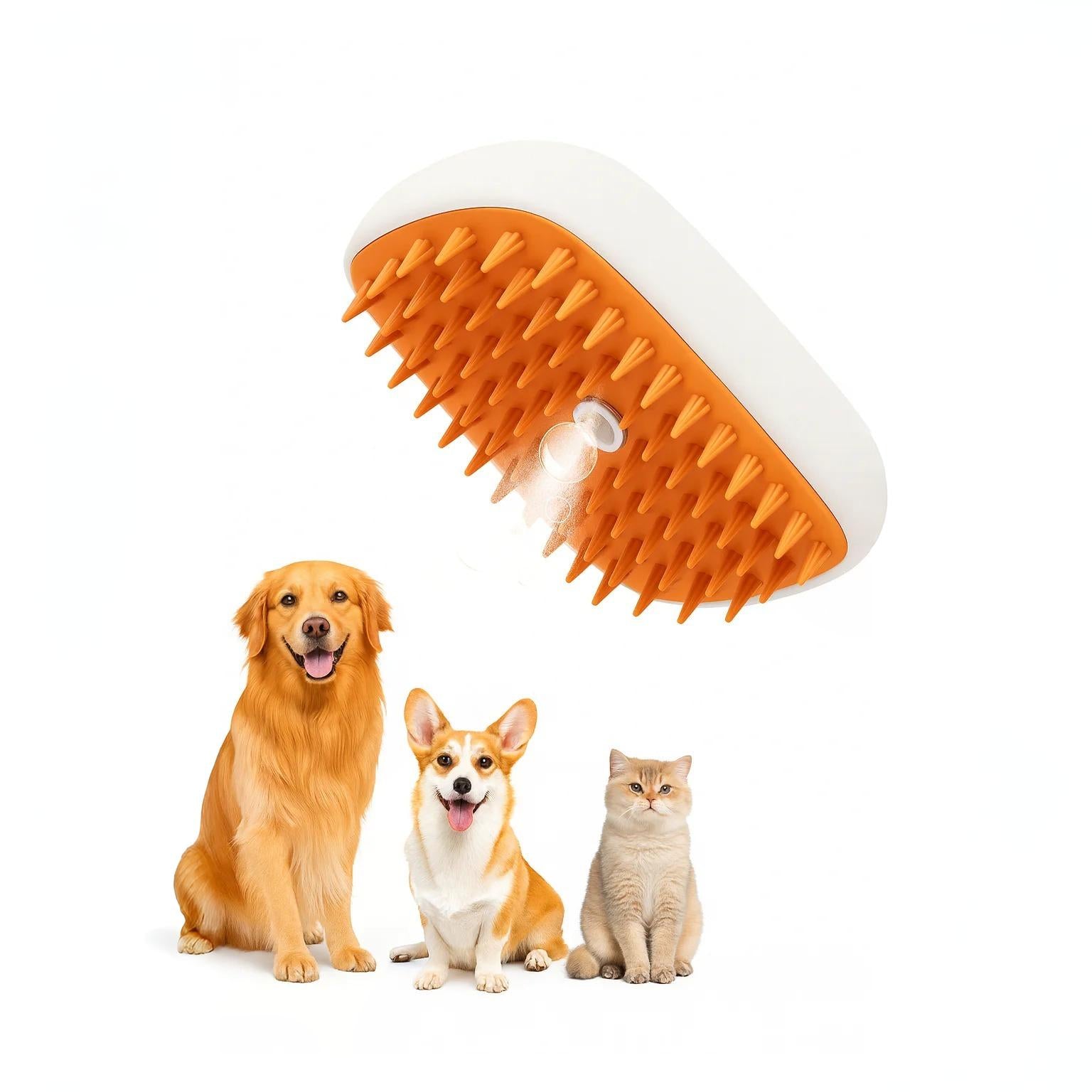 USB Rechargeable Pets Steam Brush Quiet Grooming Comb